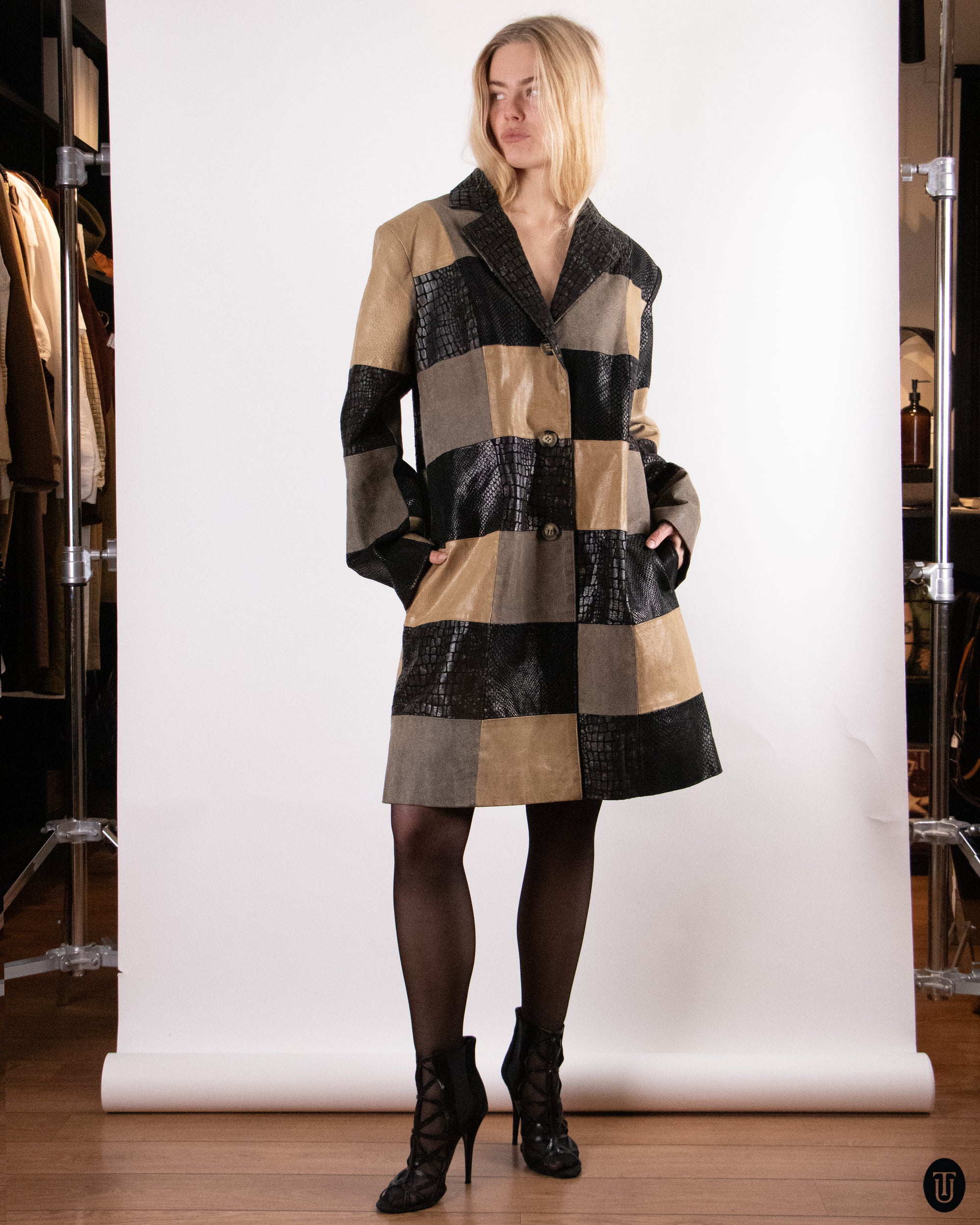 90's Patchwork Leather Jacket M