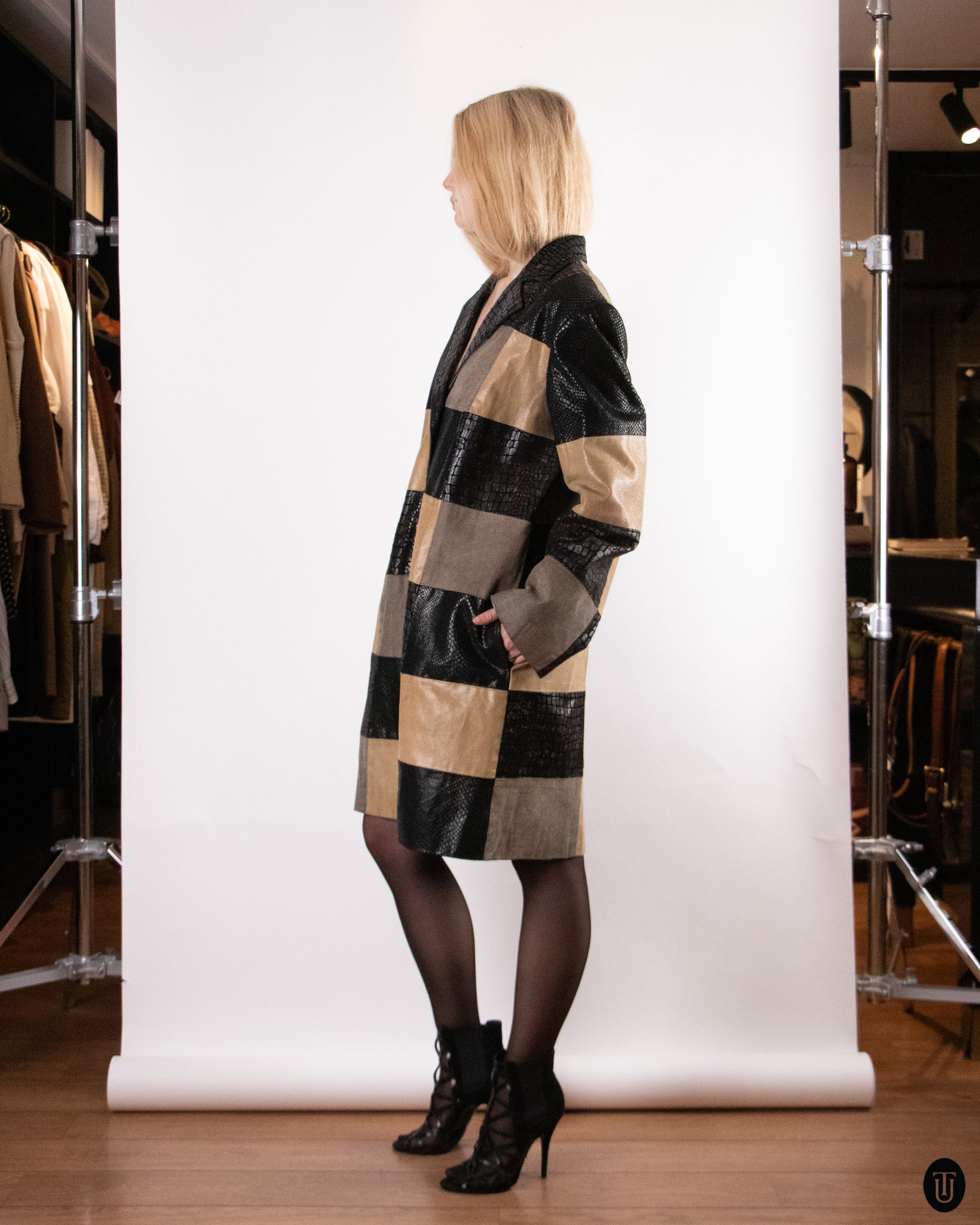 90's Patchwork Leather Jacket M