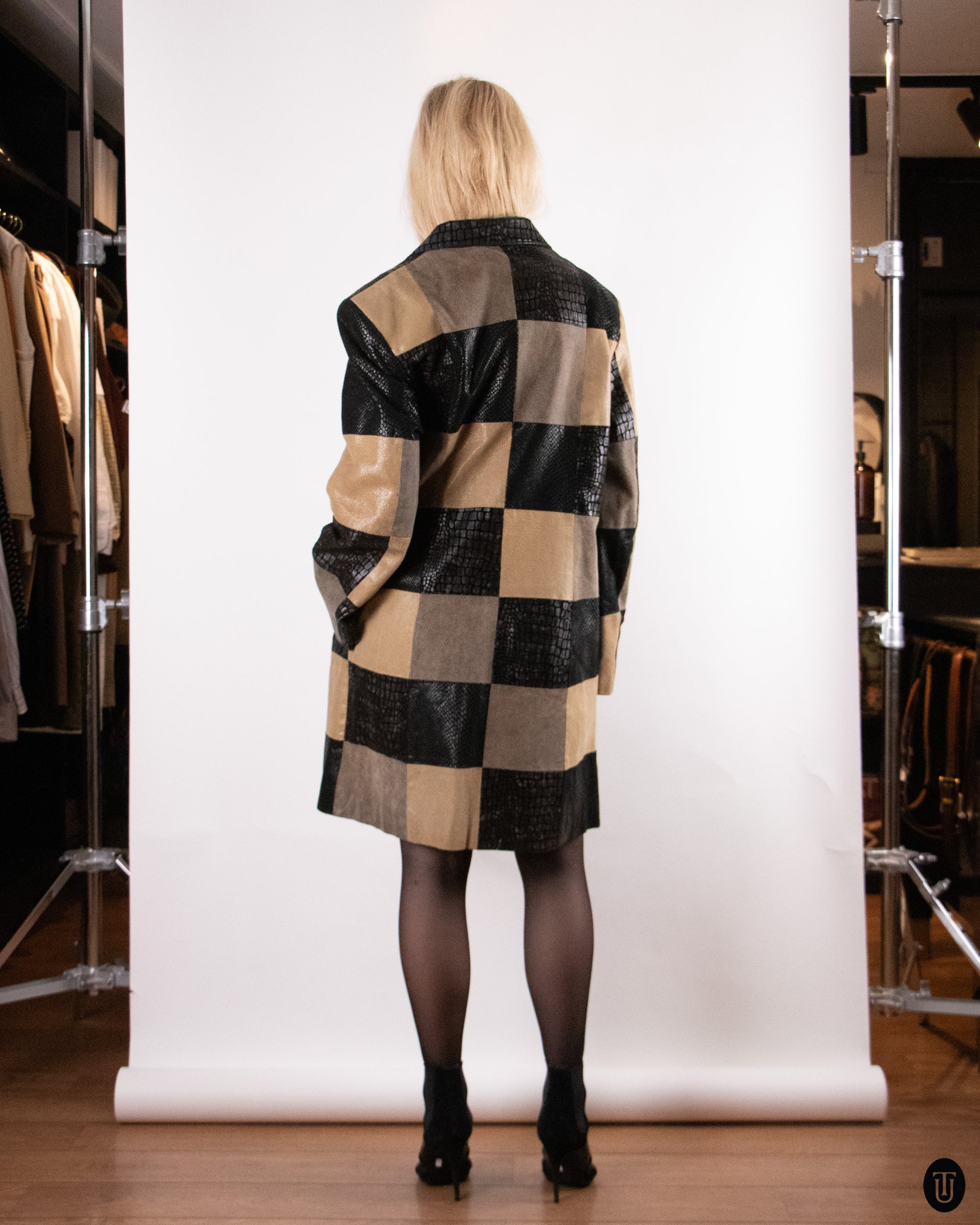 90's Patchwork Leather Jacket M