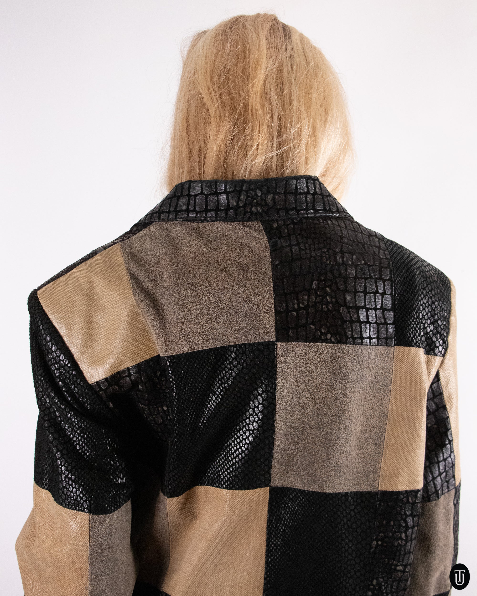 90's Patchwork Leather Jacket M