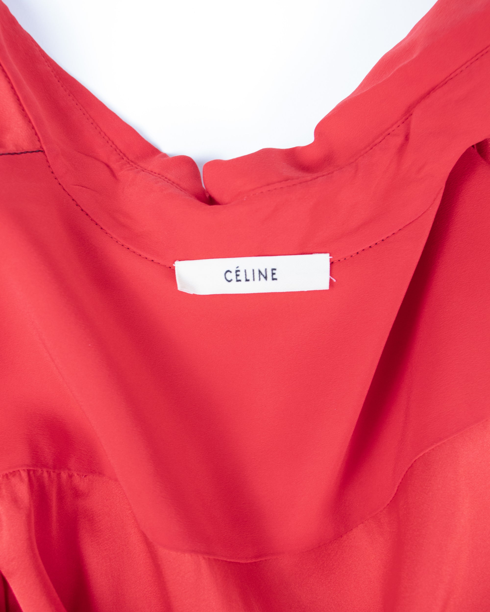 F/W 2015 Celine Phoebe Philo-Era Red Silk Shirt XS