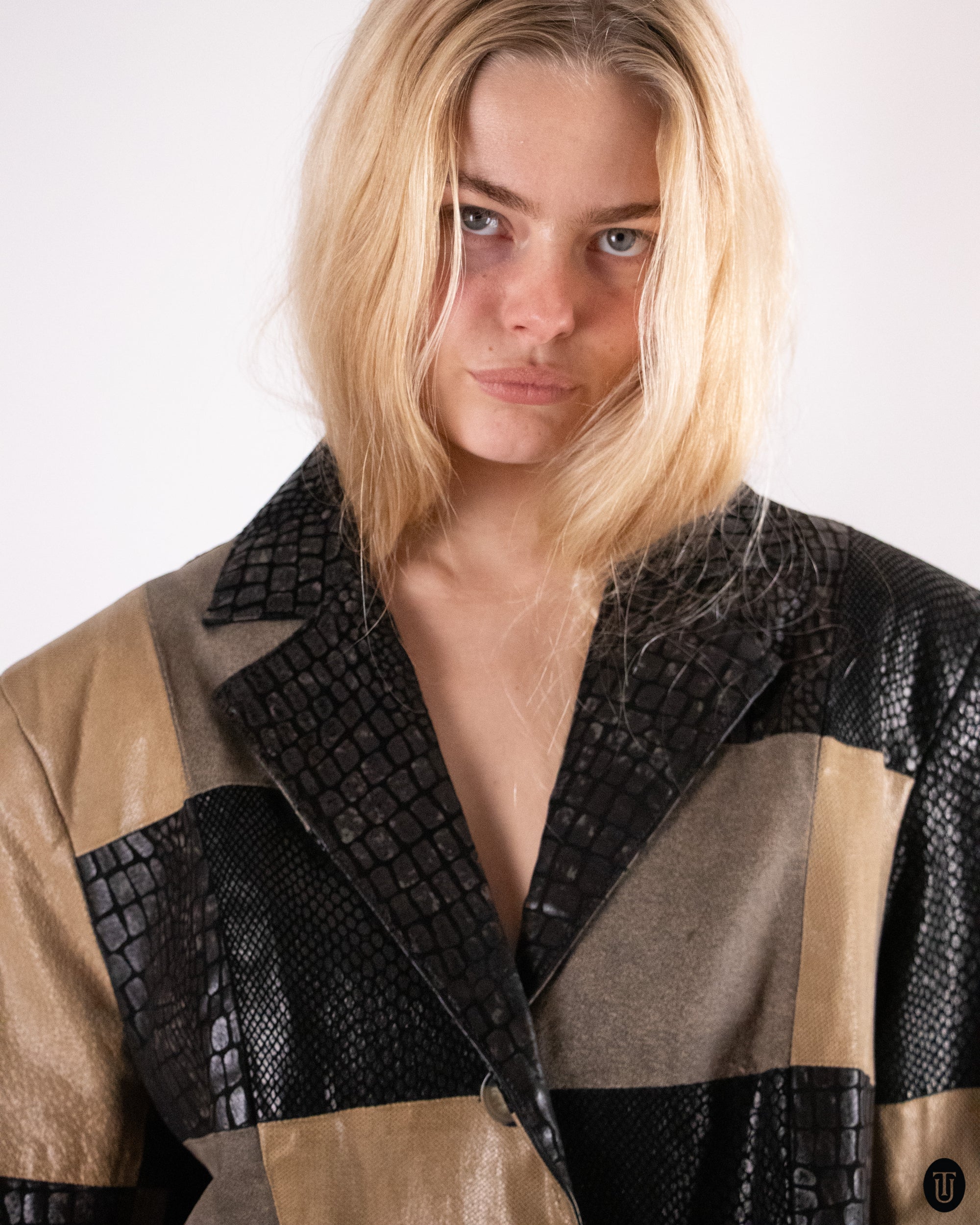 90's Patchwork Leather Jacket M