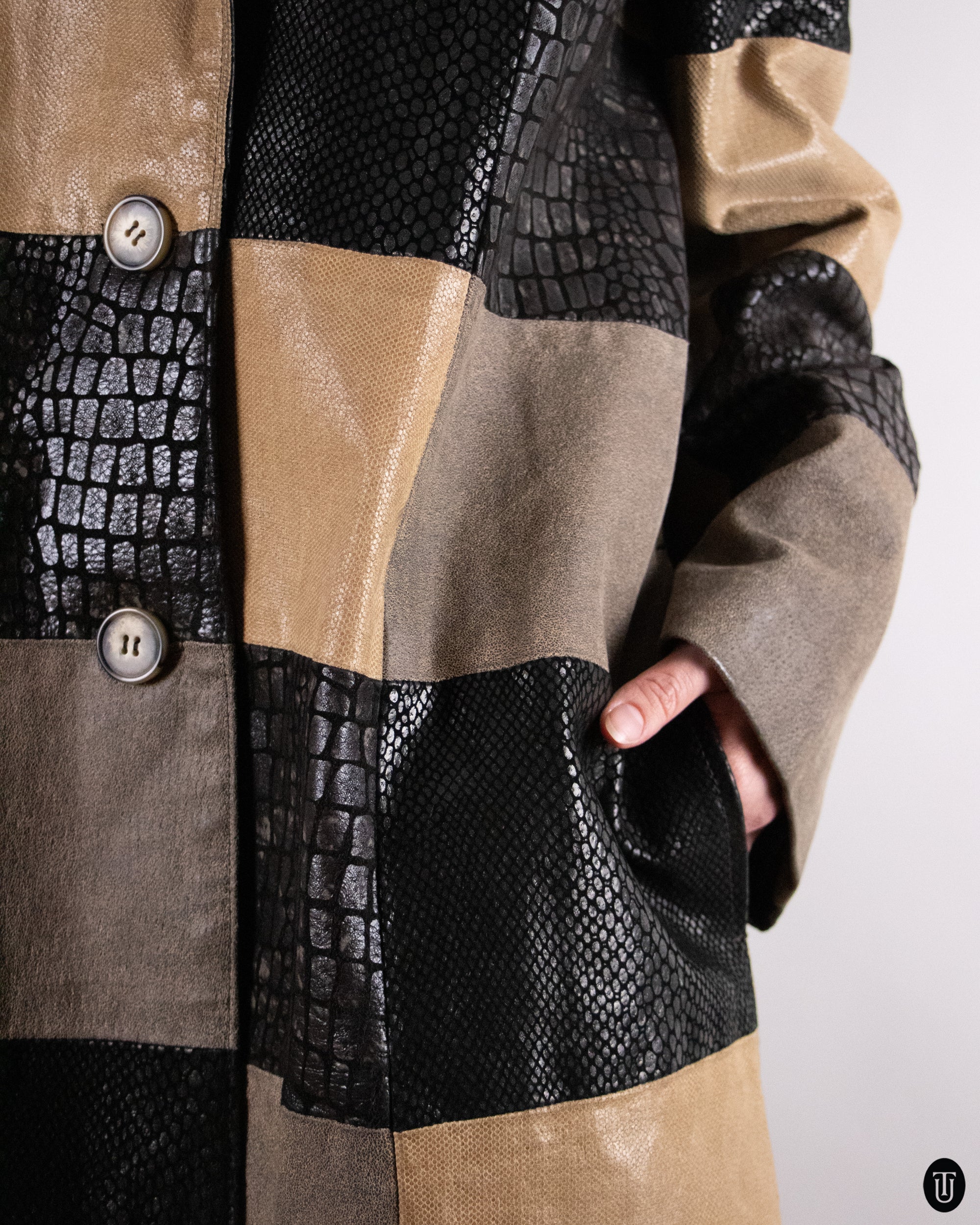 90's Patchwork Leather Jacket M