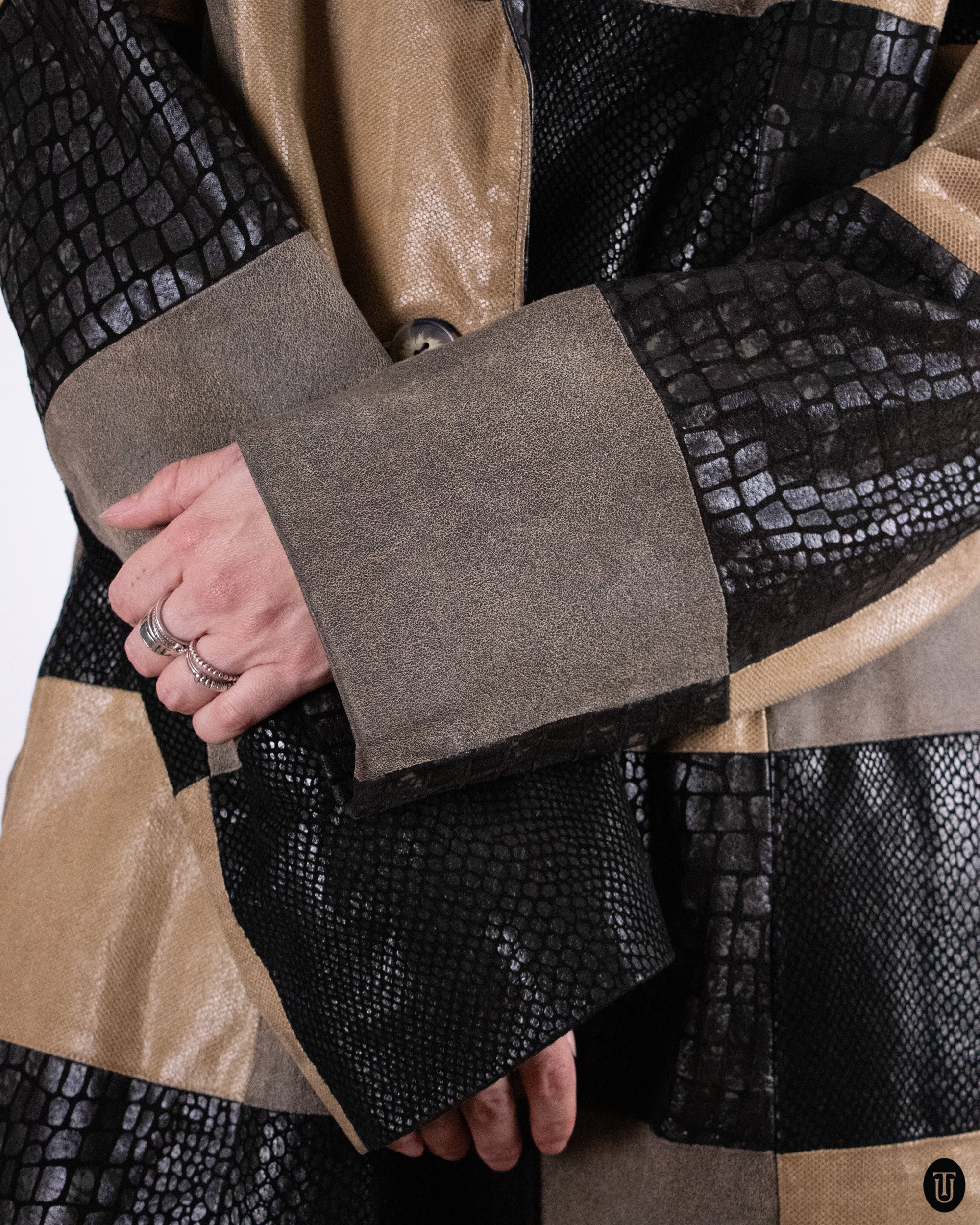 90's Patchwork Leather Jacket M