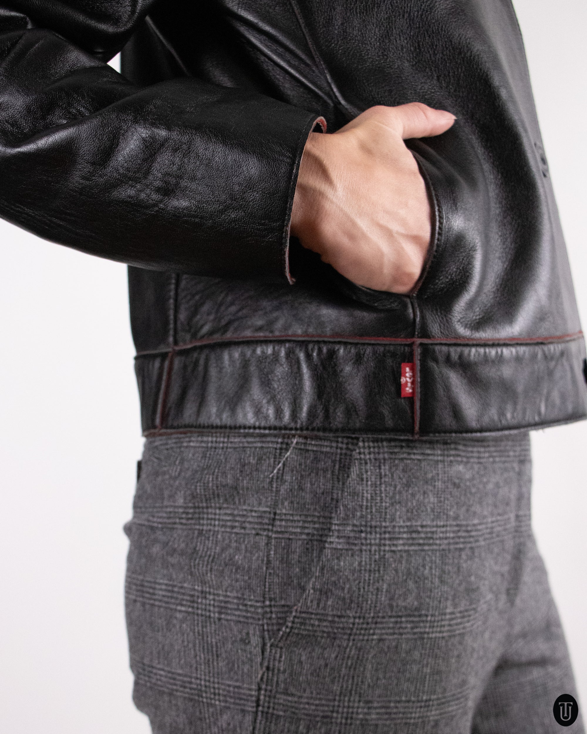 00's Levi's Hooded Leather Jacket M