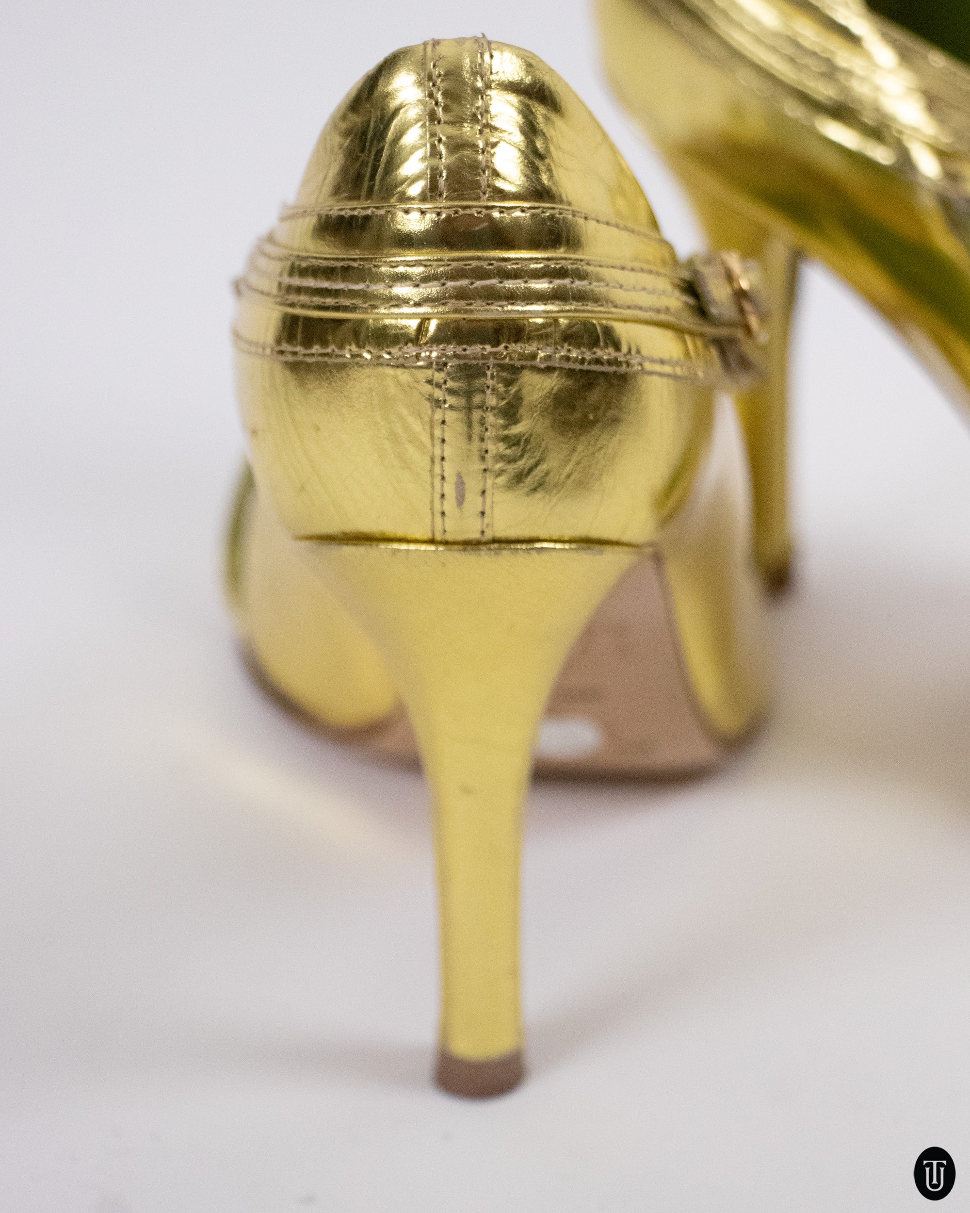 00's Etro Golden Green Mary Jane Pumps 37