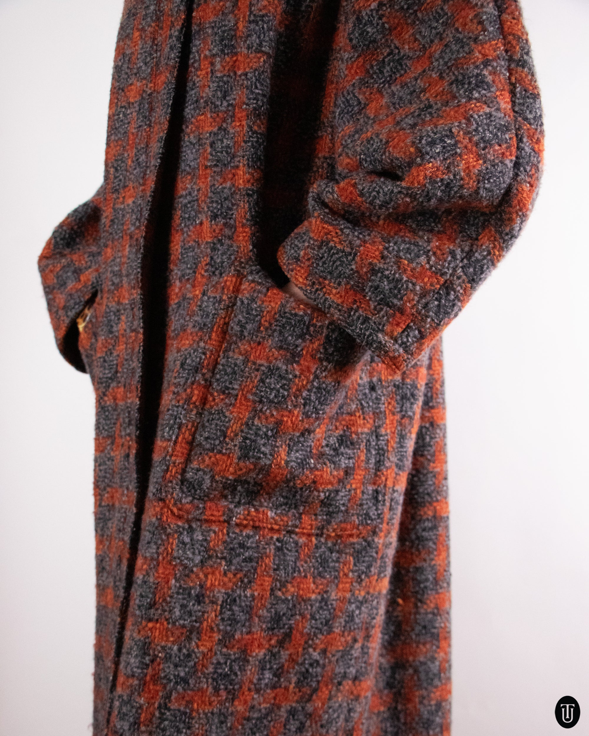 80's Valentino Checked Wool and Mohair Coat M