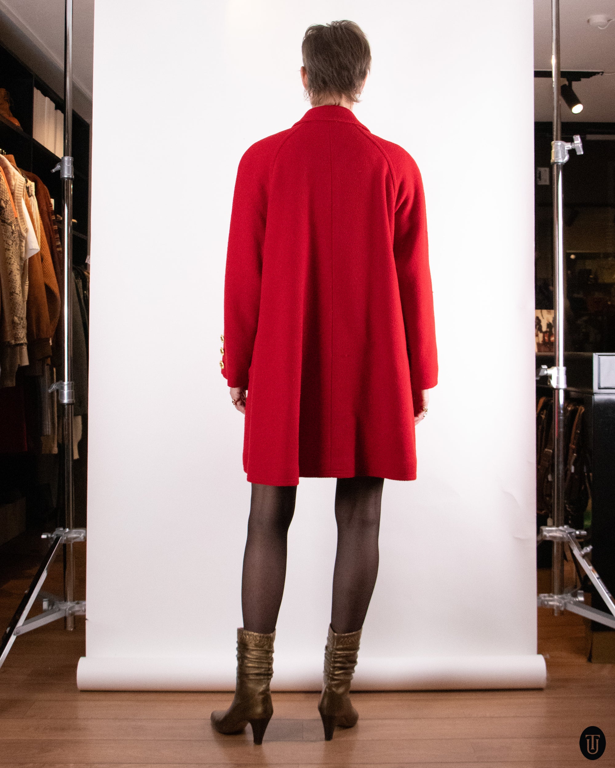 90's Versace Red Wool Coat M