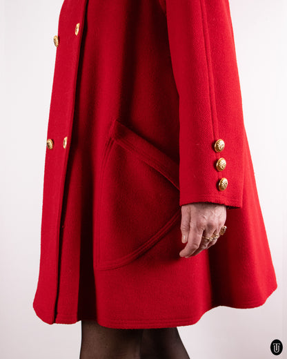 90's Versace Red Wool Coat M