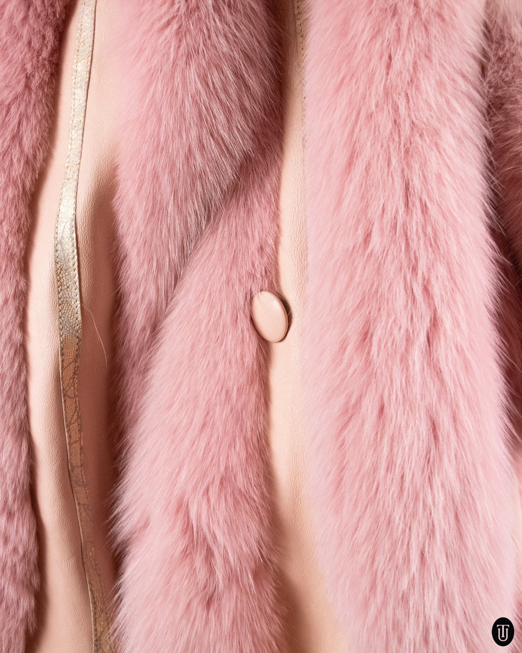 70's Pink Mink Fur & Leather Jacket L