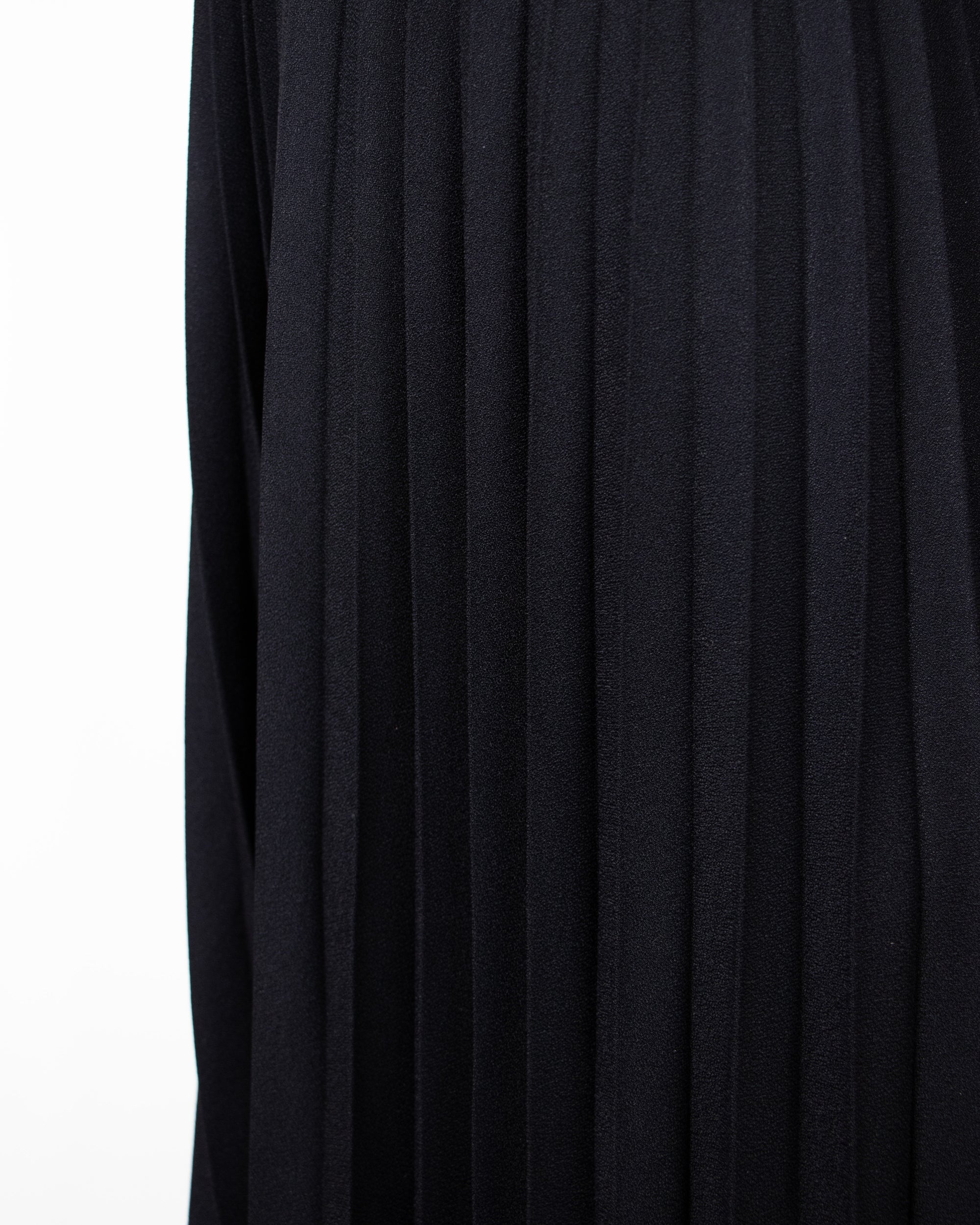 1970s Yves Saint Laurent Black Pleated Maxi Skirt S