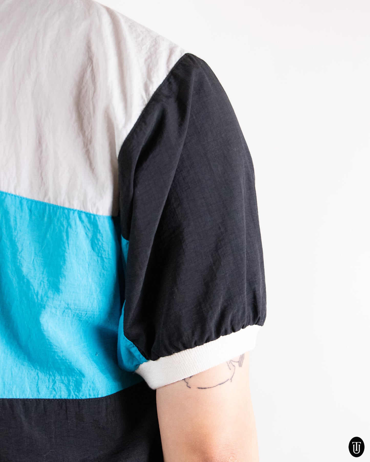 80's Christian Dior "Monsieur" Turquoise Colour-Block Polo M