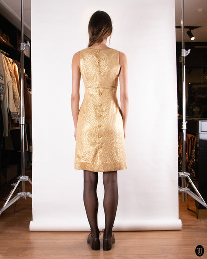 90's Chanel Sleeveless Gold Dress M