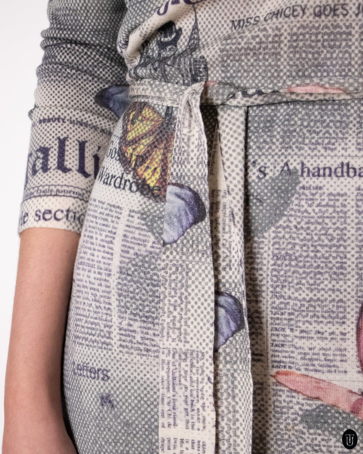 00's John Galliano Newspaper Print Wool Dress M