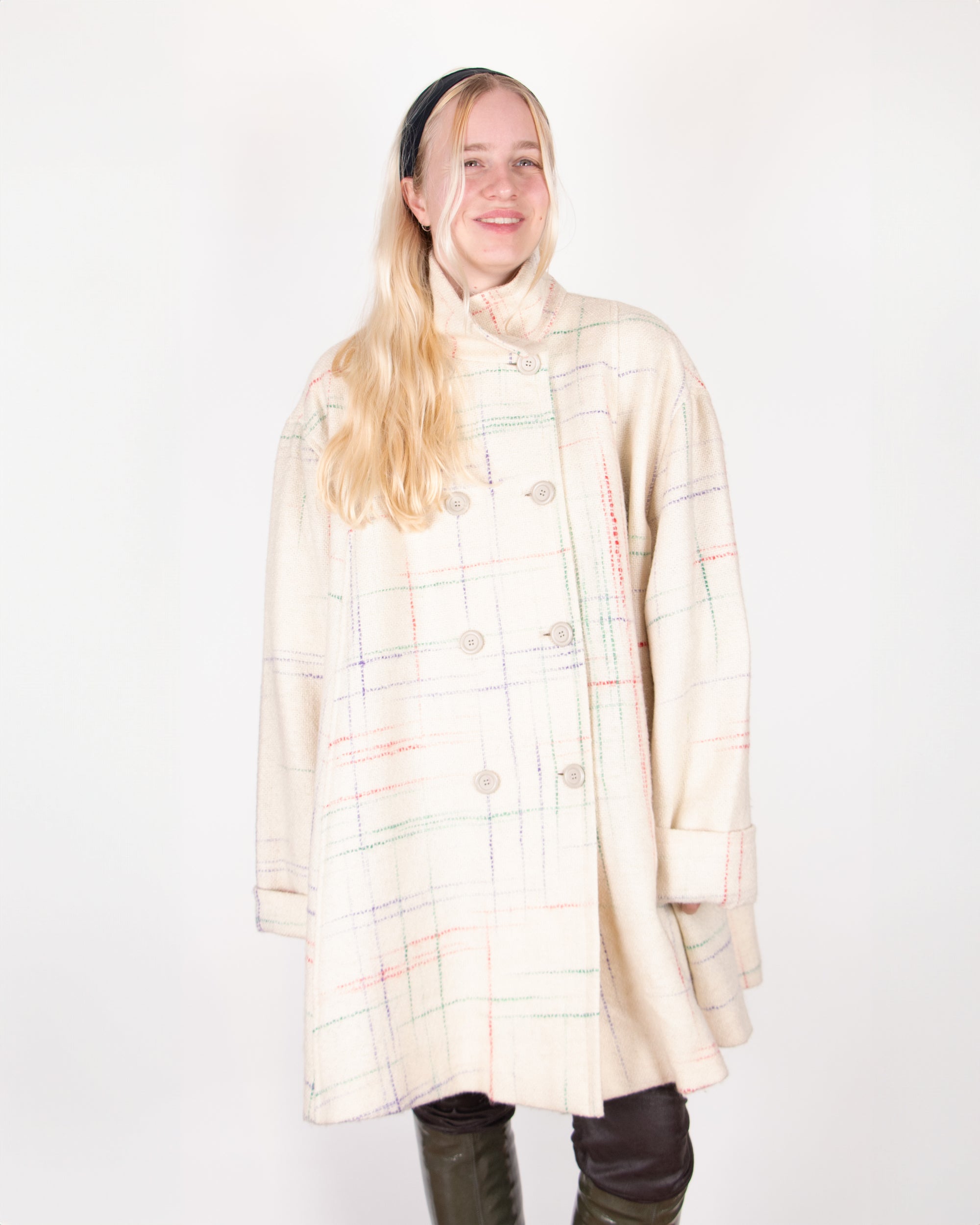 80s Missoni Cream Wool Tent Coat M