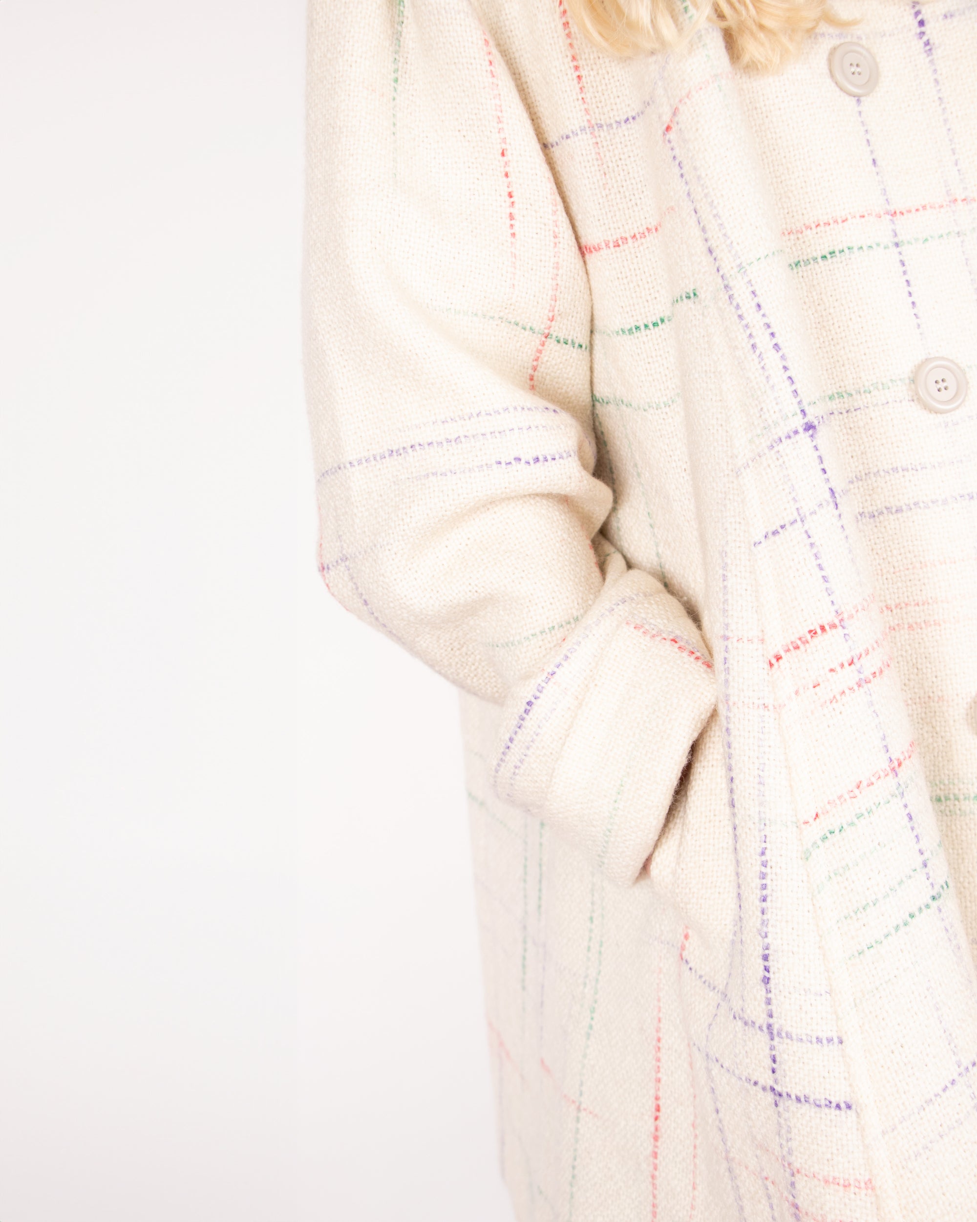 80s Missoni Cream Wool Tent Coat M