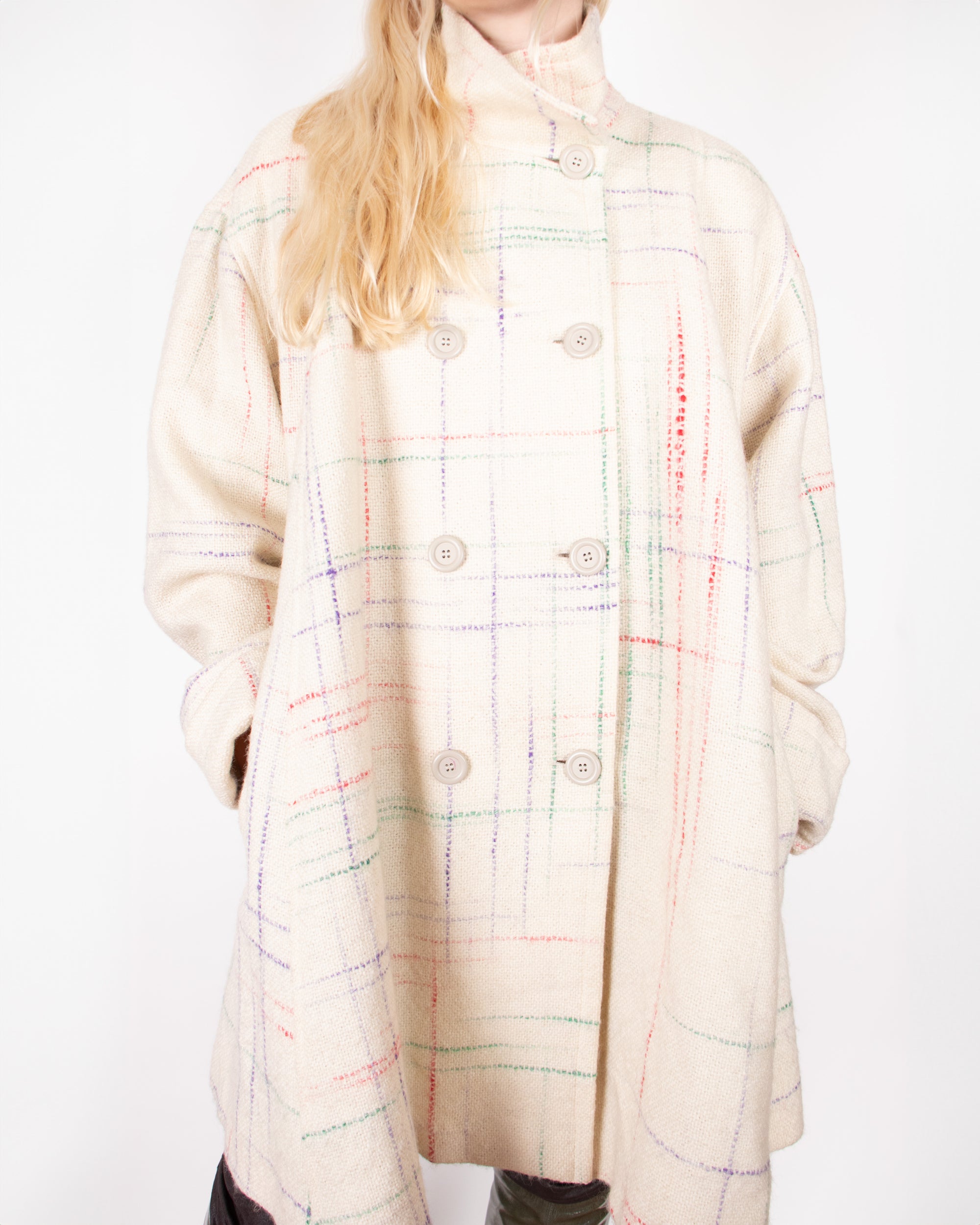 80s Missoni Cream Wool Tent Coat M