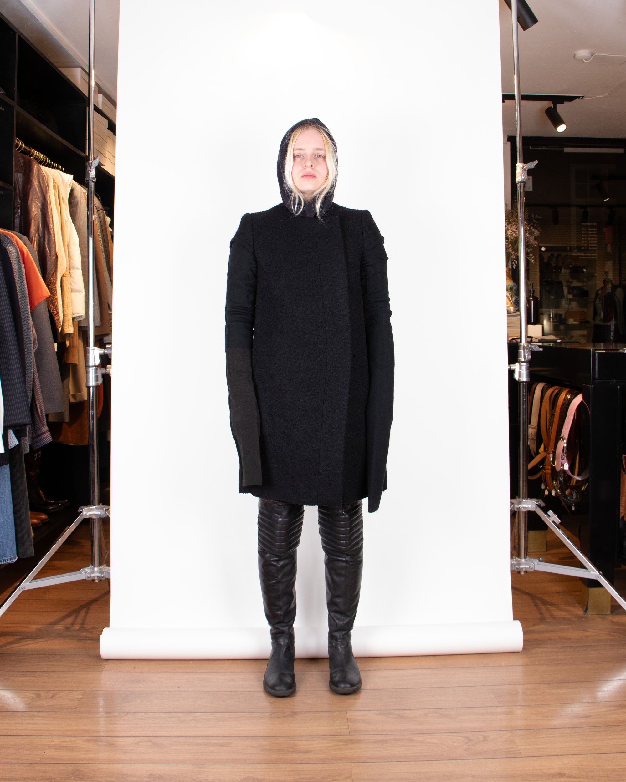 2000s Rick Owens Black Wool Coat M