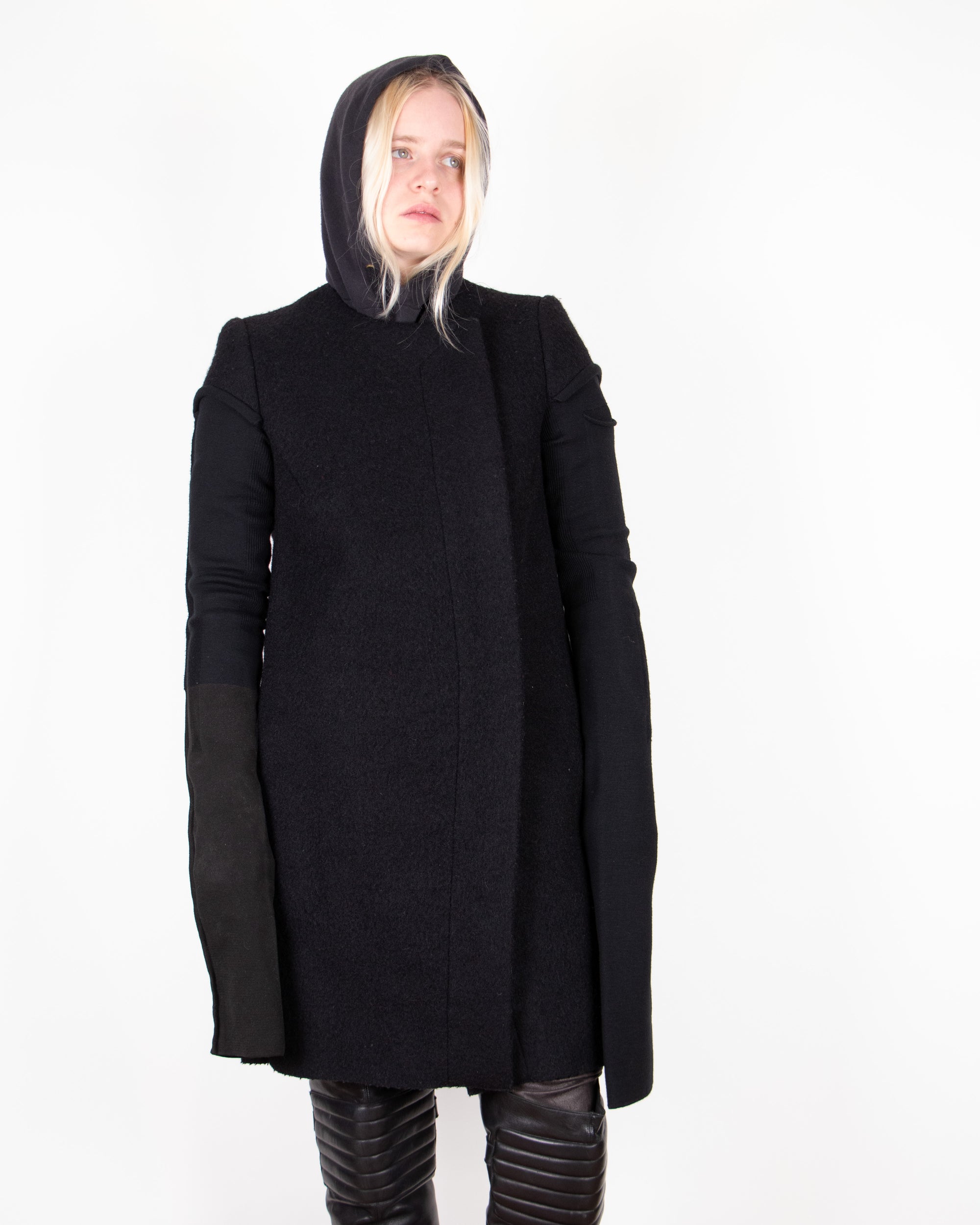 2000s Rick Owens Black Wool Coat M