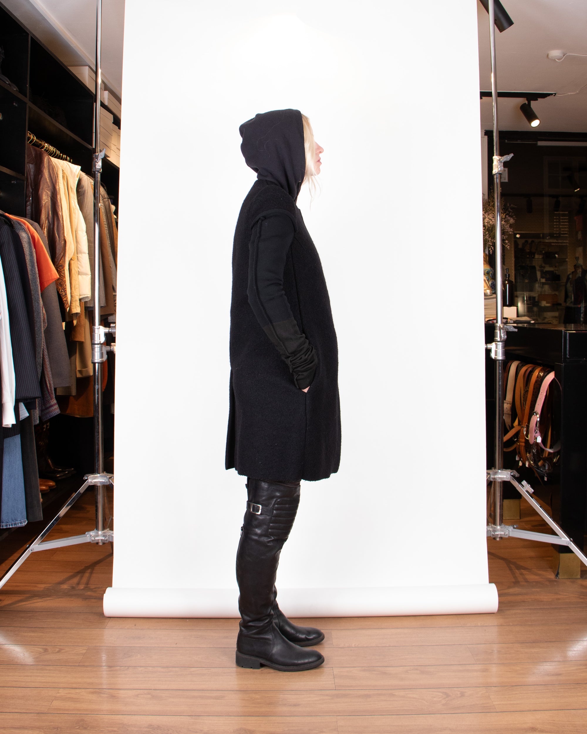 2000s Rick Owens Black Wool Coat M