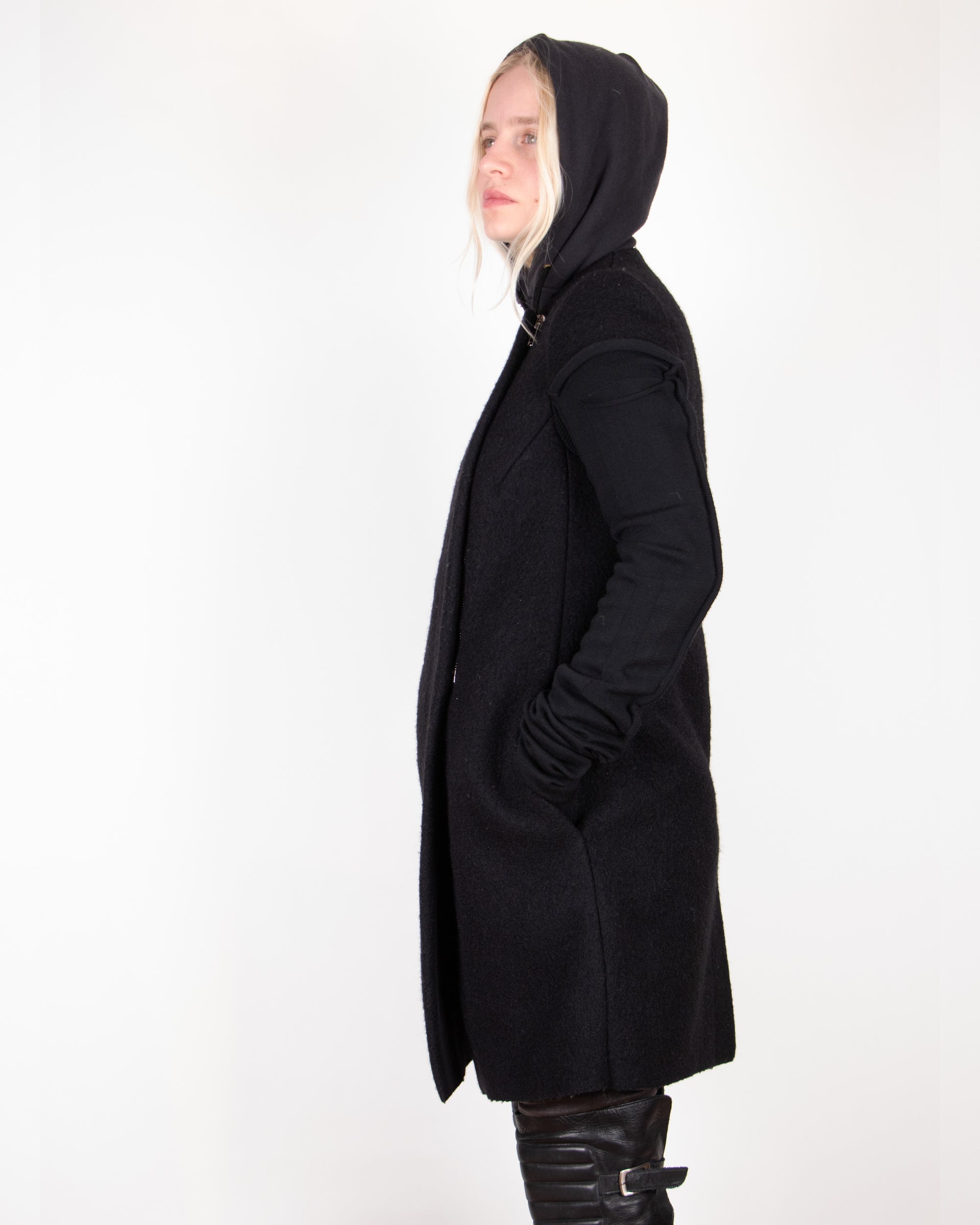 2000s Rick Owens Black Wool Coat M