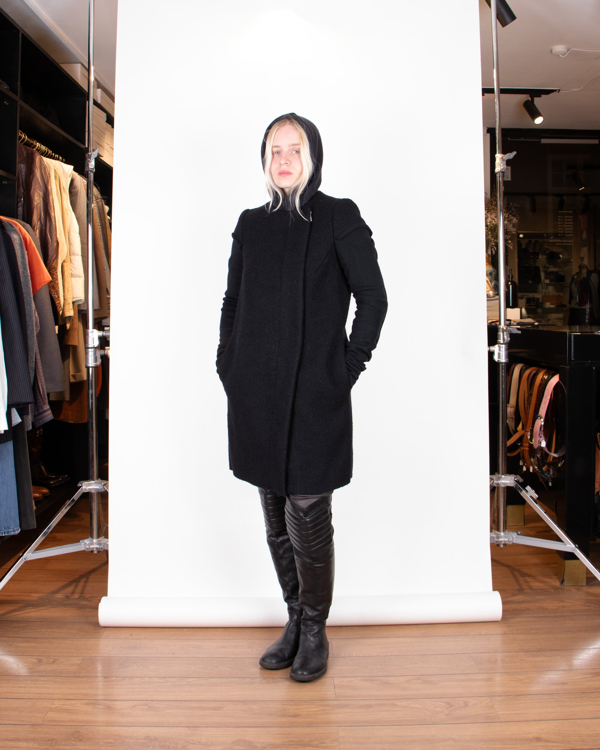 2000s Rick Owens Black Wool Coat M