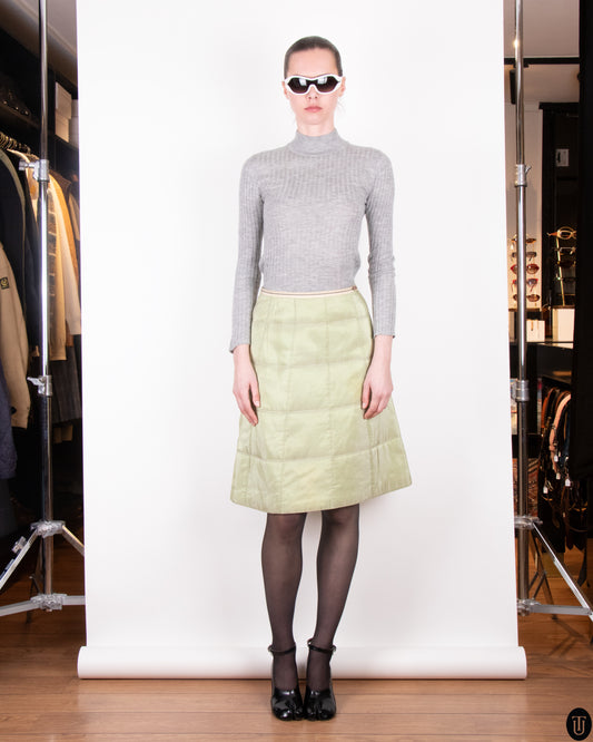 00's Chanel Quilted Irridescent Skirt S