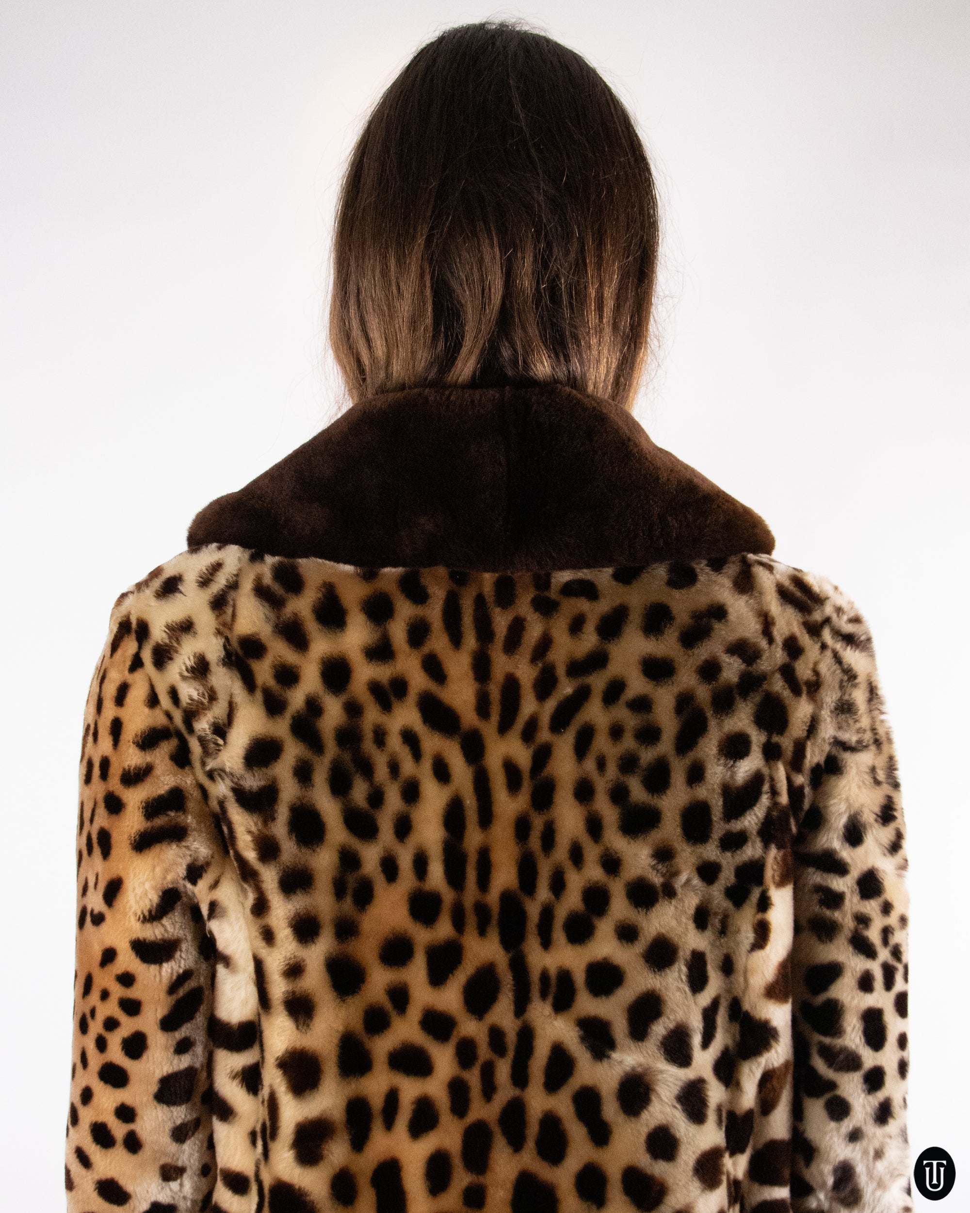 60's Printed Shearling Coat M