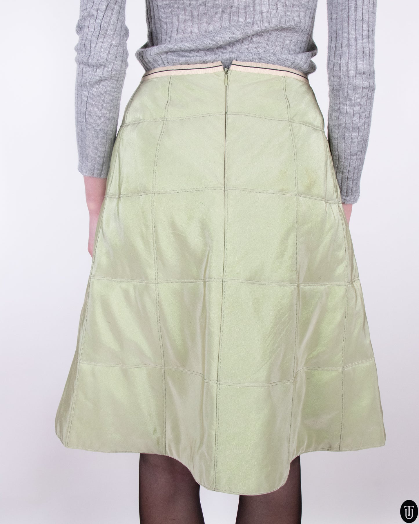 00's Chanel Quilted Irridescent Skirt S