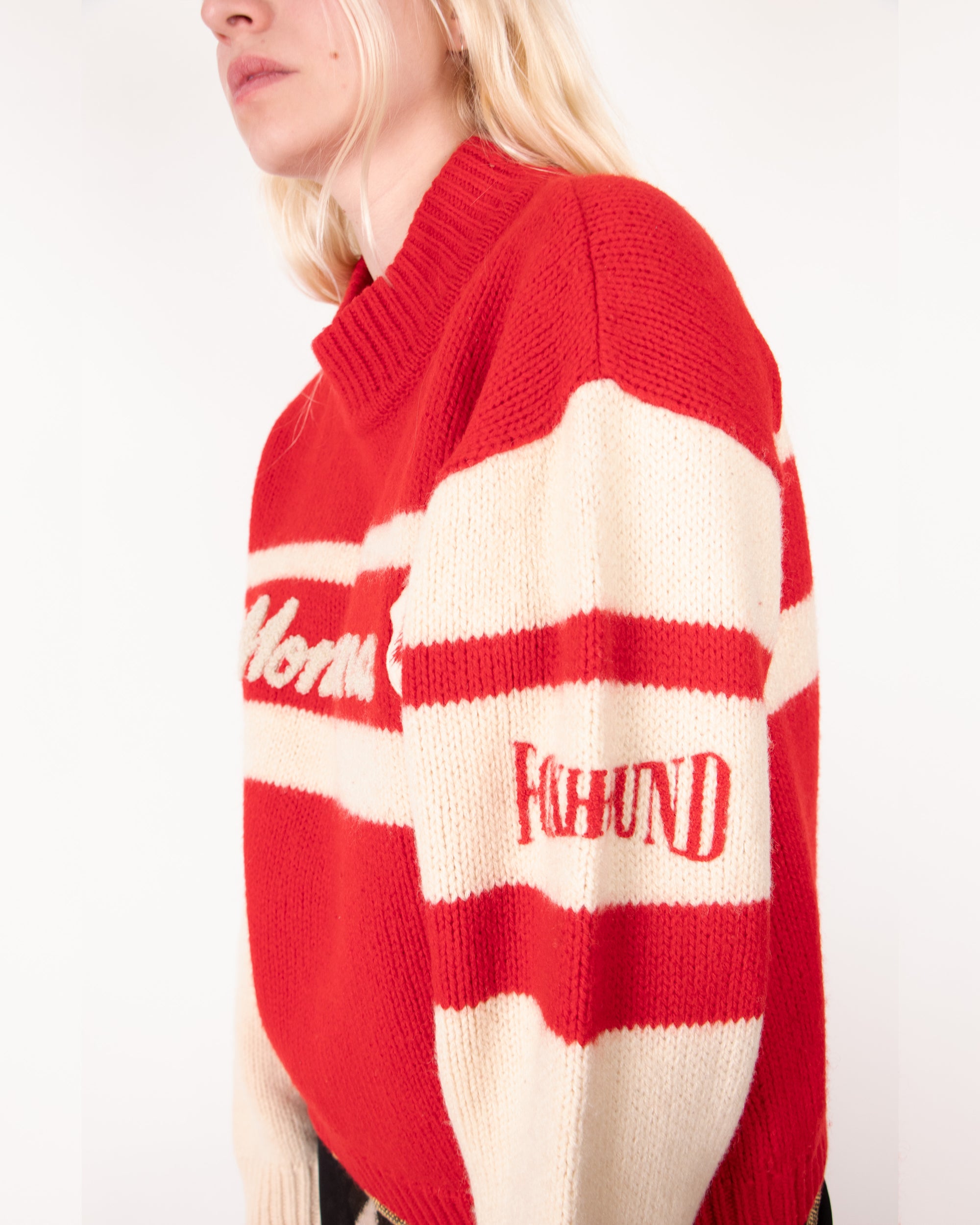 1950s American Hand-knitted Wool Sweater M/L