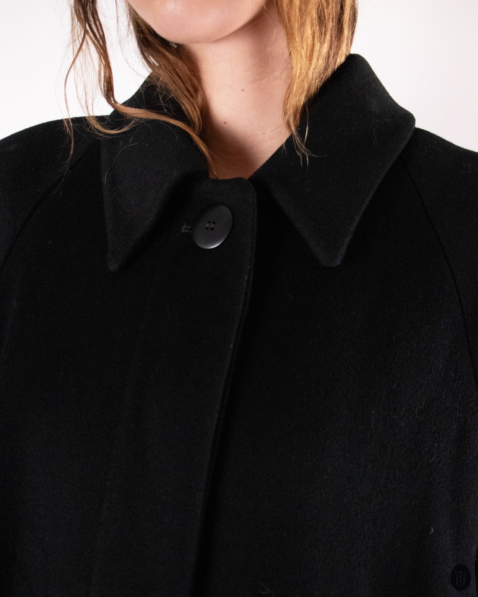 80's Christian Dior Black Wool and Cashmere Coat M