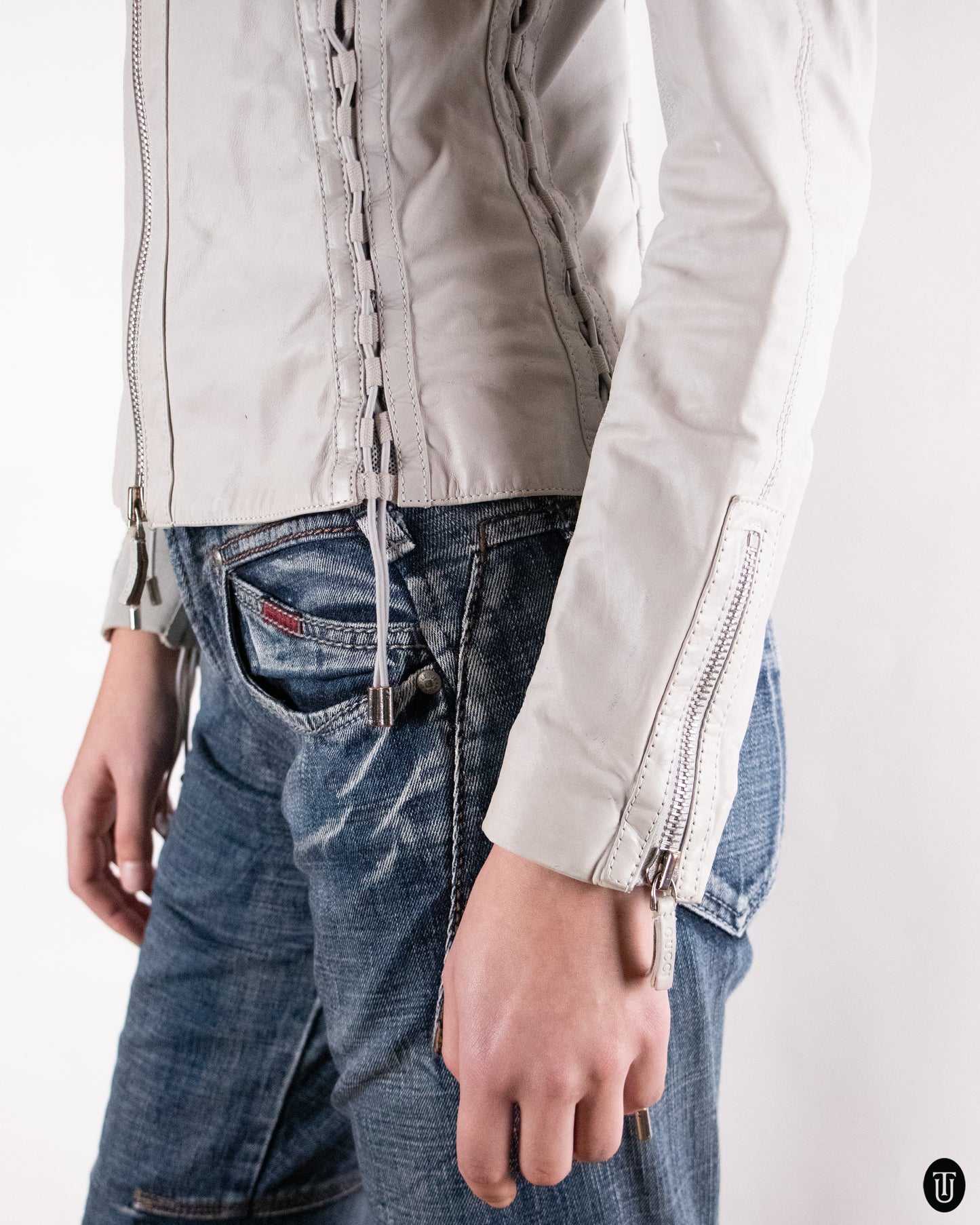 00's Gray Gucci Leather Jacket M