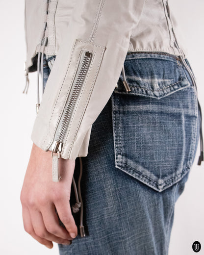 00's Gray Gucci Leather Jacket M