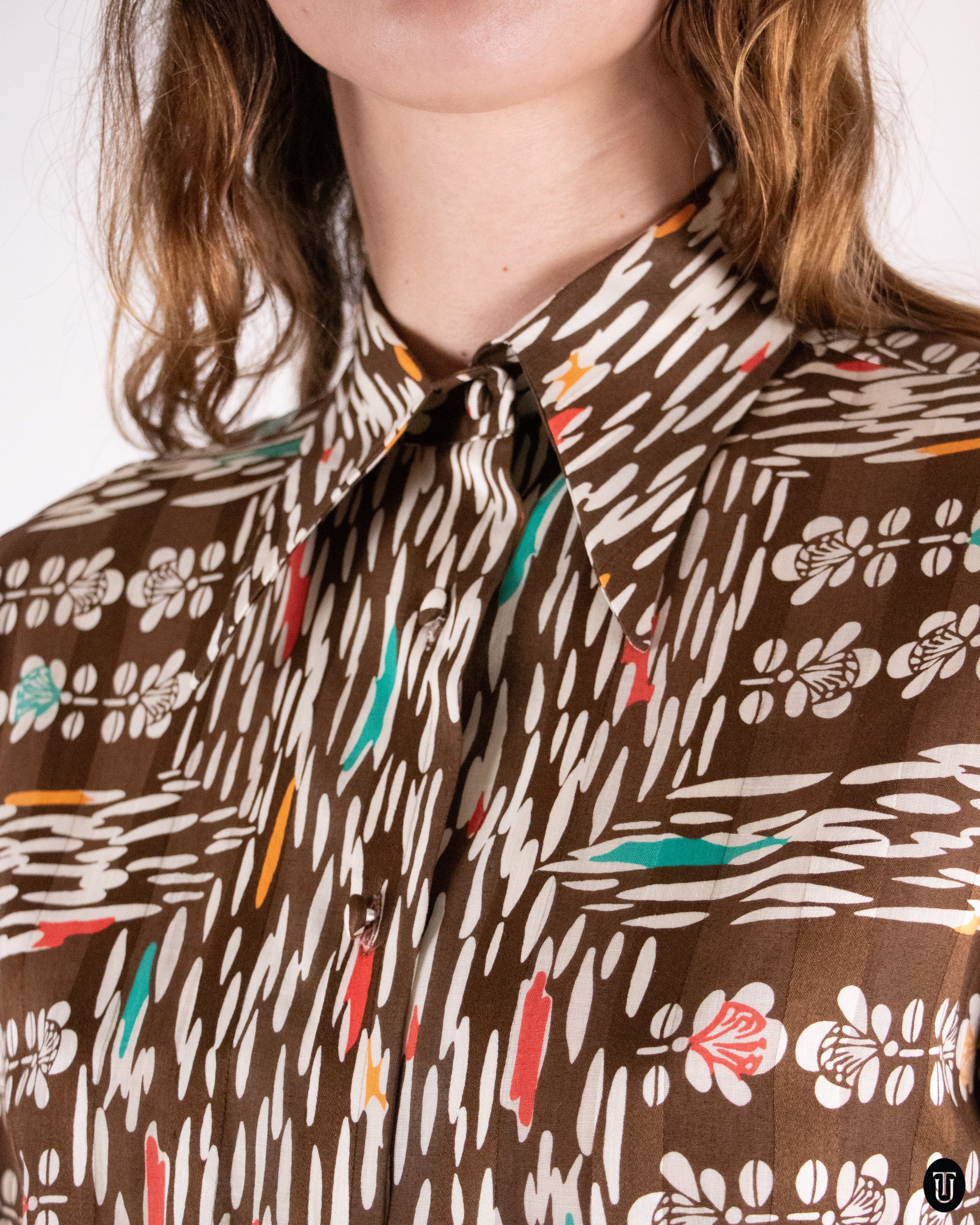 70's Lanvin Printed Cotton Shirt S