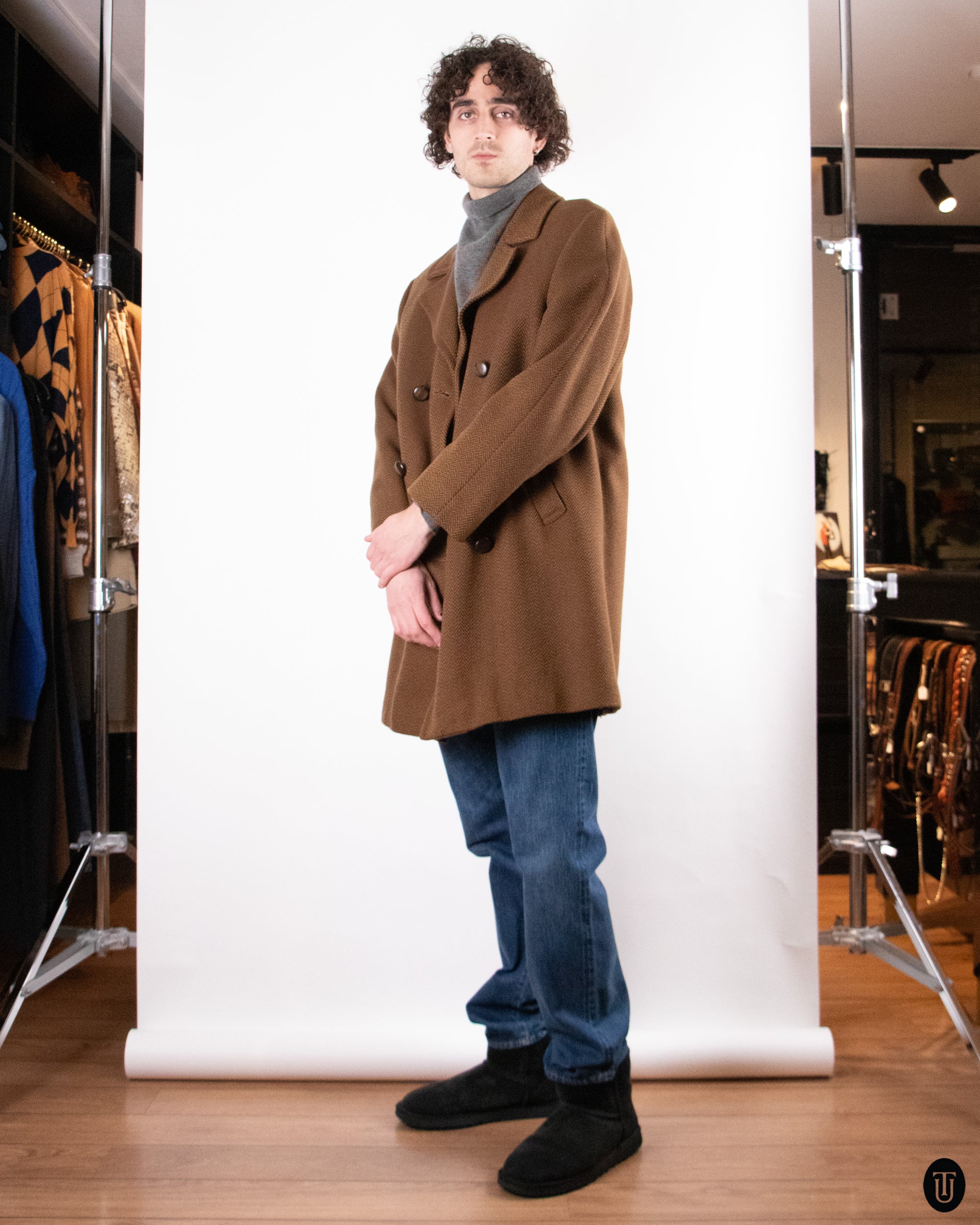 70's Acquascotum Wool Coat L