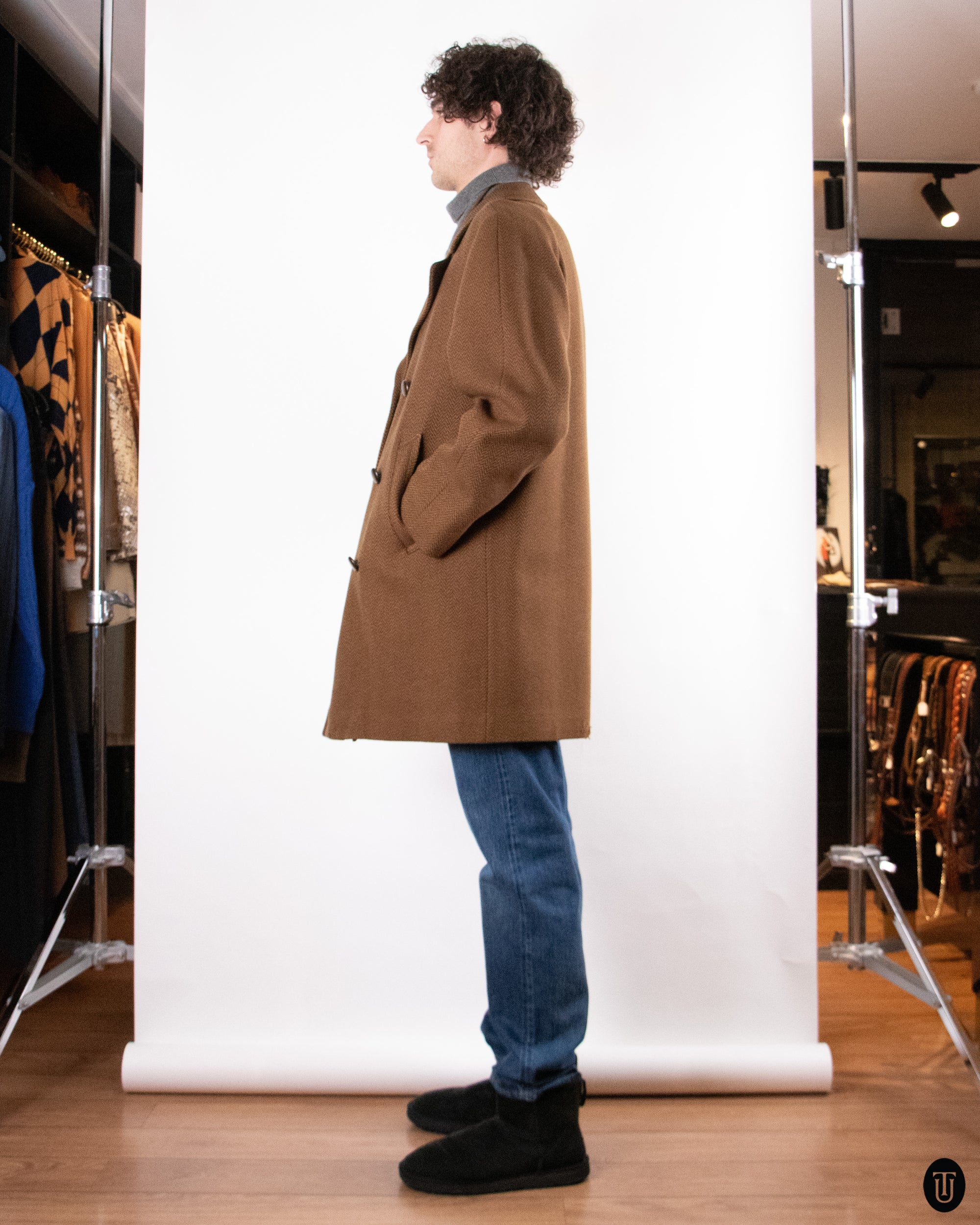 70's Acquascotum Wool Coat L