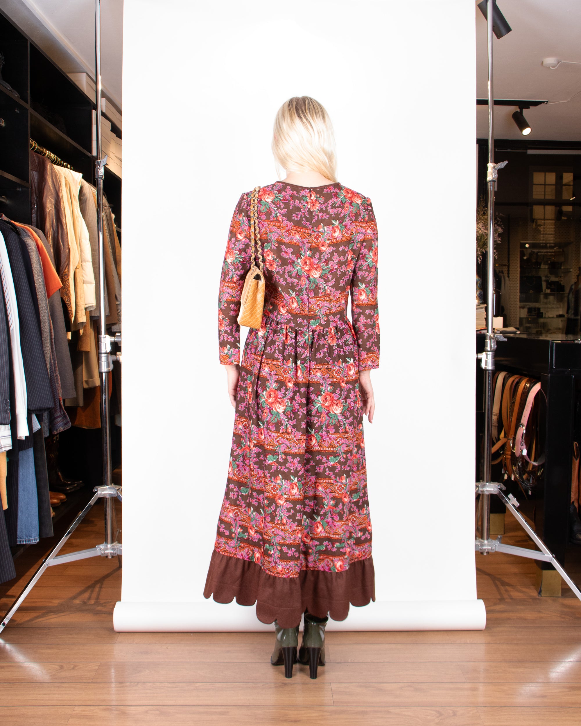 1970s Lanvin Floral Wool Maxi Dress S