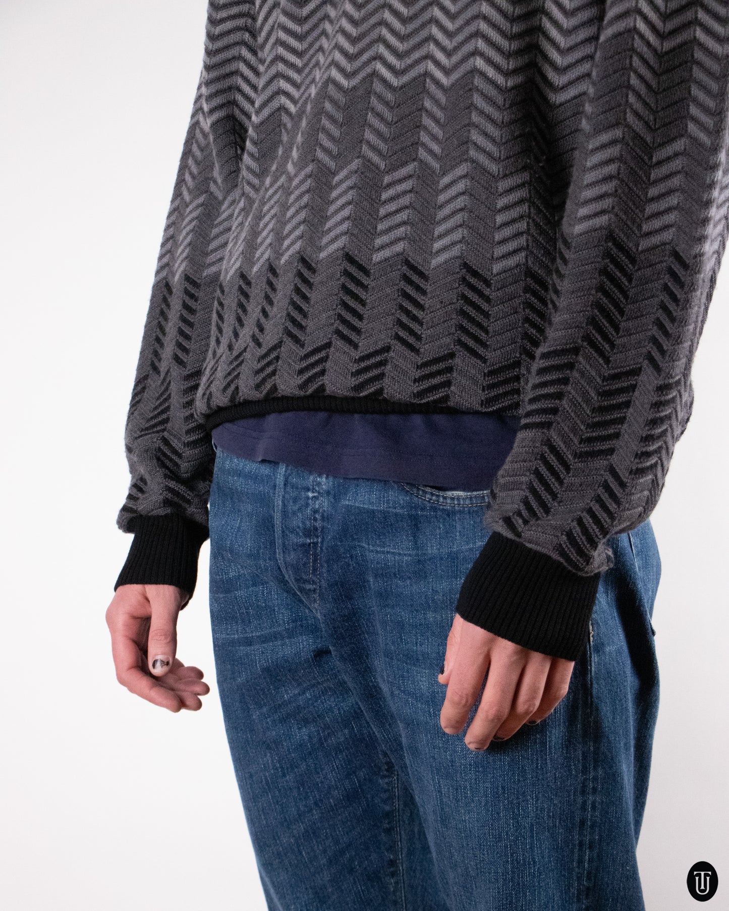 00's Missoni Grey Tone Zig Zag Knit L