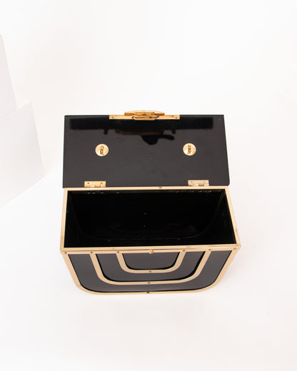 50's Black Lucite Bag with Brass Details