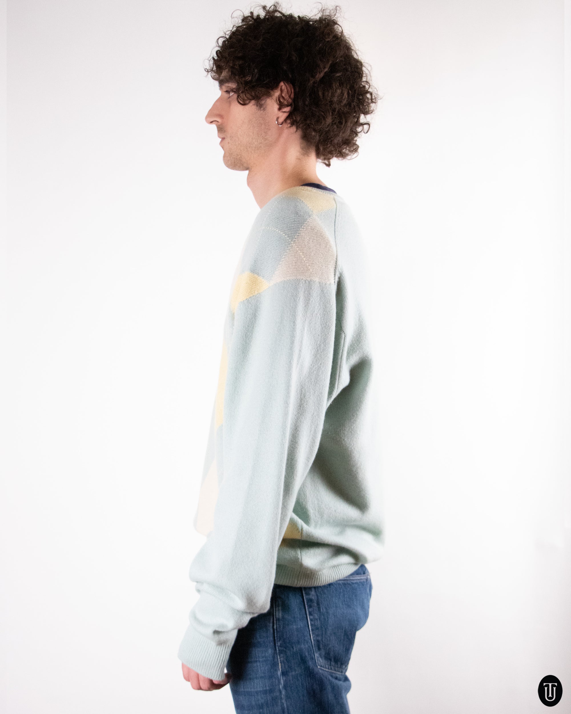 80's Pringle Classic Cashmere Diamond Print Sweater L