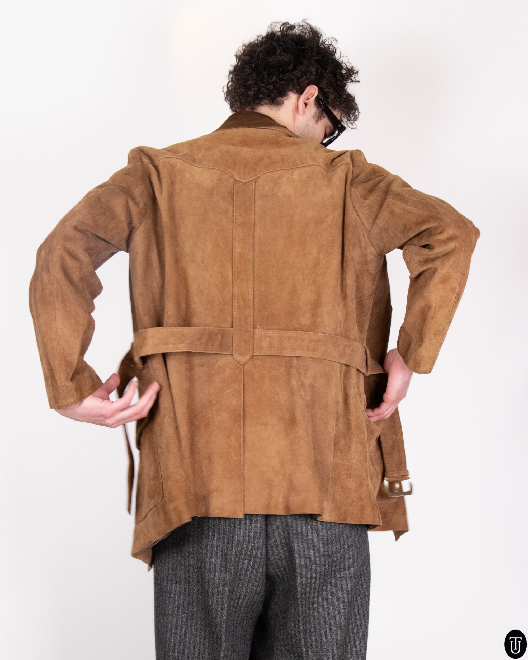 70s Italian Camel Suede Jacket S