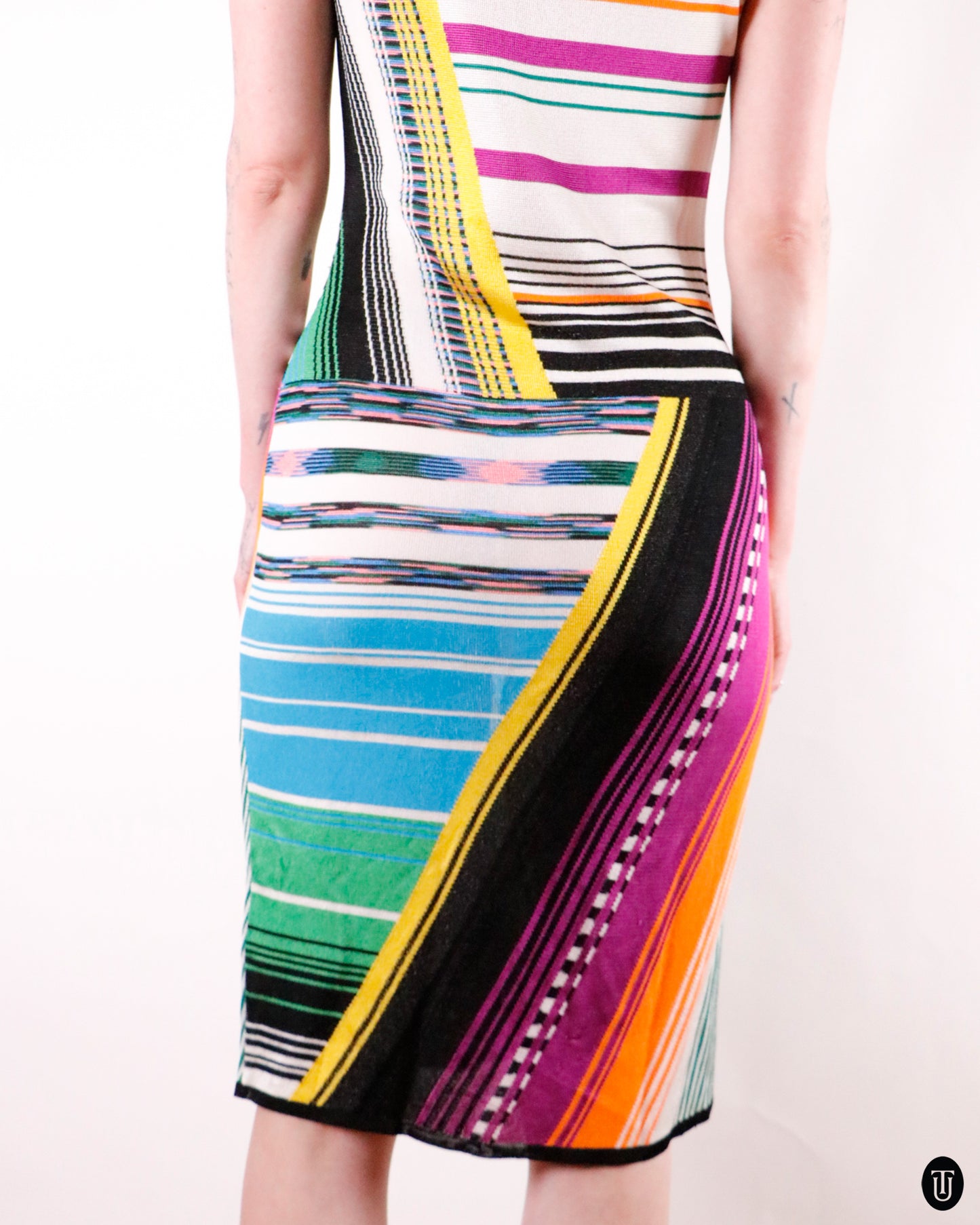 00's Missoni Multi Stripe Midi Dress M