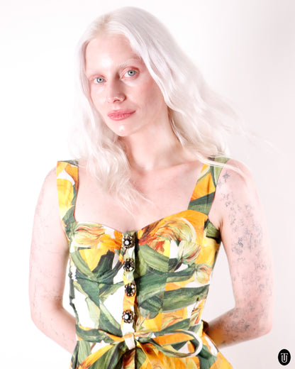 SS12 Dolce & Gabbana Zucchini Flower Print Jumpsuit S