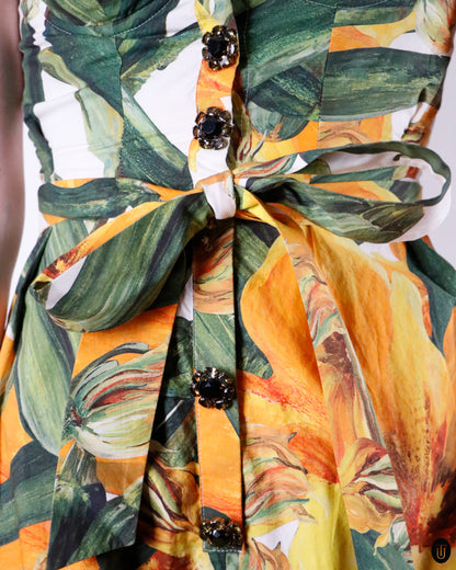 SS12 Dolce & Gabbana Zucchini Flower Print Jumpsuit S