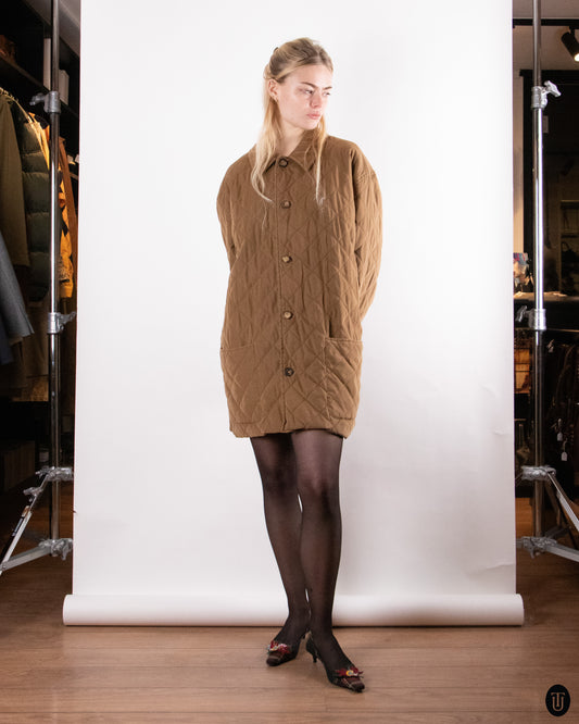 80's Hermés Quilted Camel Coat XL