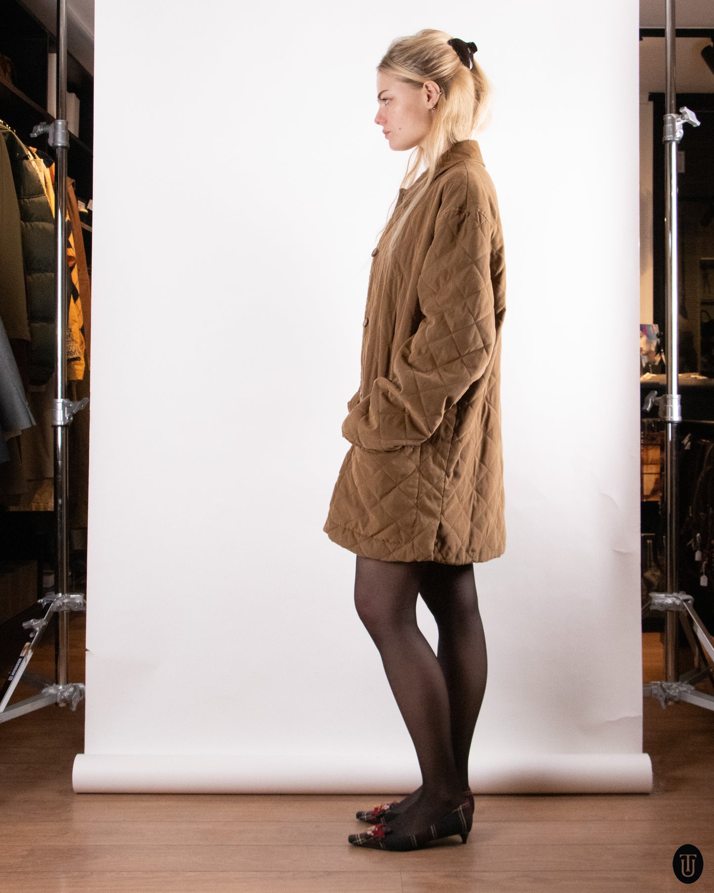 80's Hermés Quilted Camel Coat XL