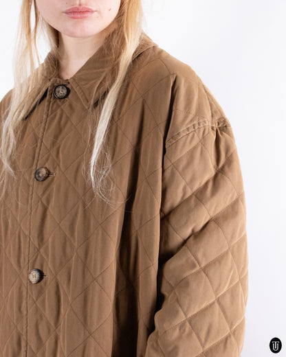80's Hermés Quilted Camel Coat XL