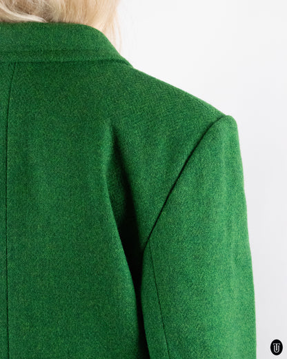80's Yves Saint Laurent Forest Green Wool Suit L