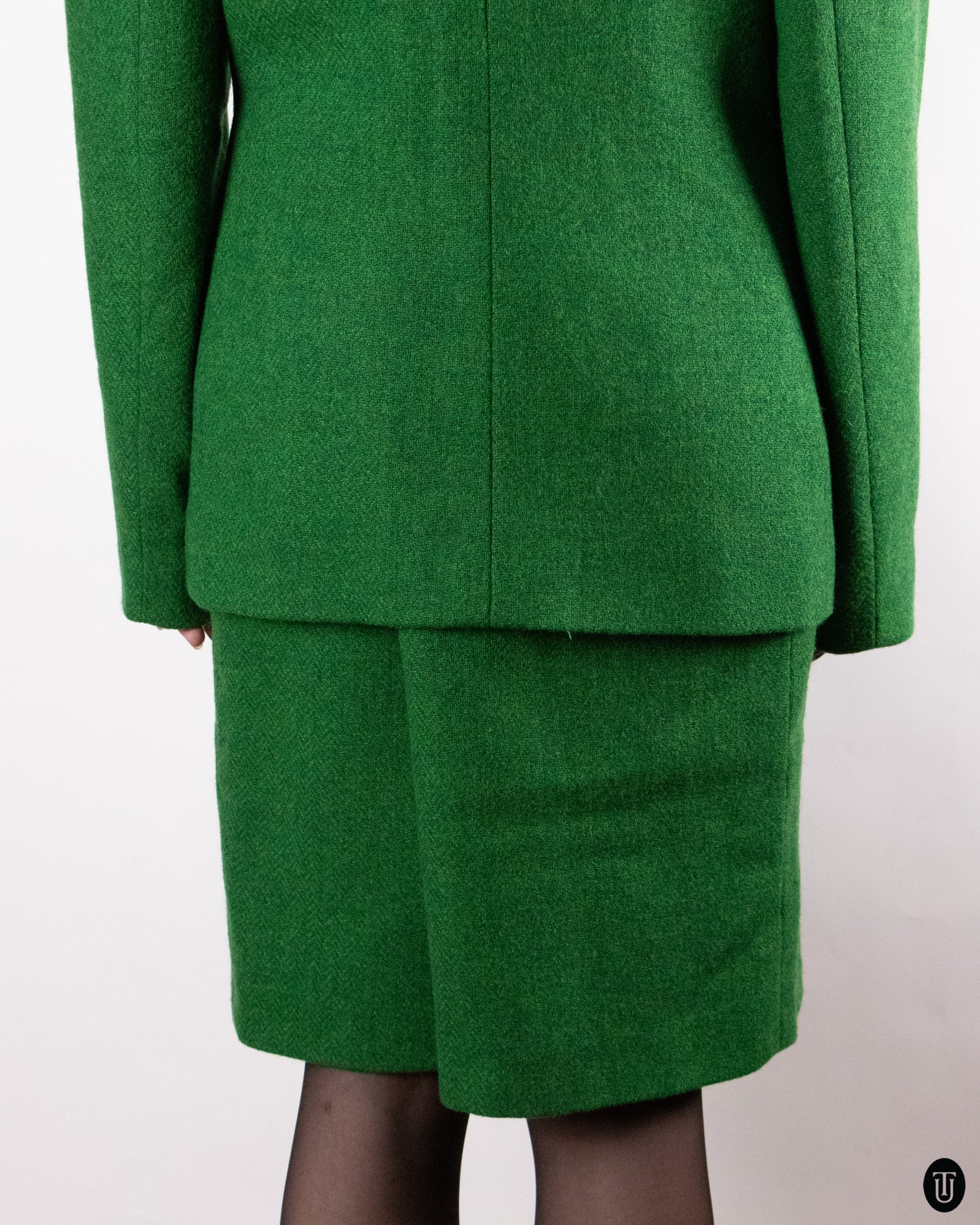 80's Yves Saint Laurent Forest Green Wool Suit L