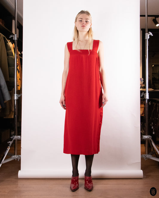 80's Pierre Balmain Scarlet Crepe Dress M